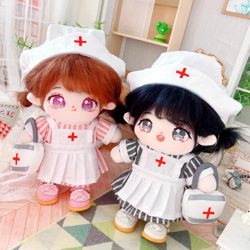 

Nurse Dress Set 20CM Cotton Doll Clothes Princess Shoes Outfit Stuffed Doll Plush Suit Mini Replacement Plush Toys Clothes