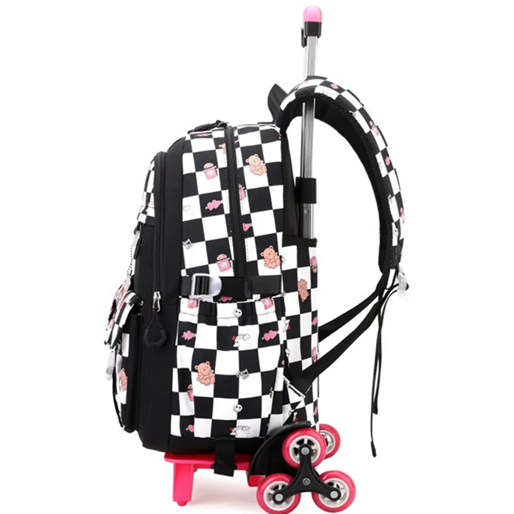 Cartoon Waterpoof Girl Boy 3/6 Wheels Trolley Schoolbag Removable Children Fold Backpack Kids Luggage Travel School Bags Handbag