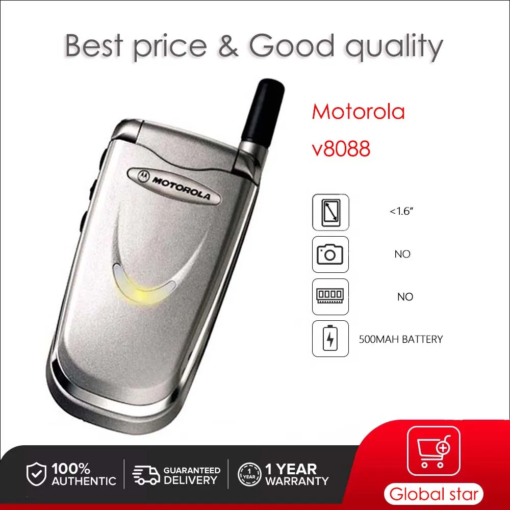 Unlocked Refurbished Original Motorola V8088 Mobile Phone GSM 900 / 1800 Good Quality With 1 Year Warranty