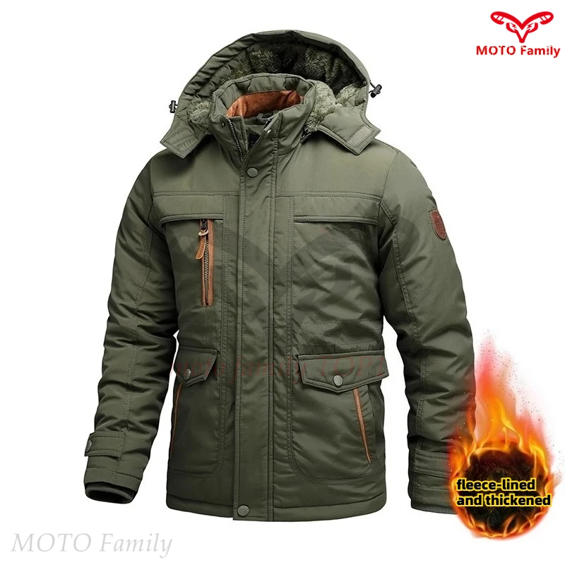 Chaqueta utilitaria de talla grande para hombre, chaqueta de moto gruesa con forro polar para invierno, accesorios para motocicleta 5XL