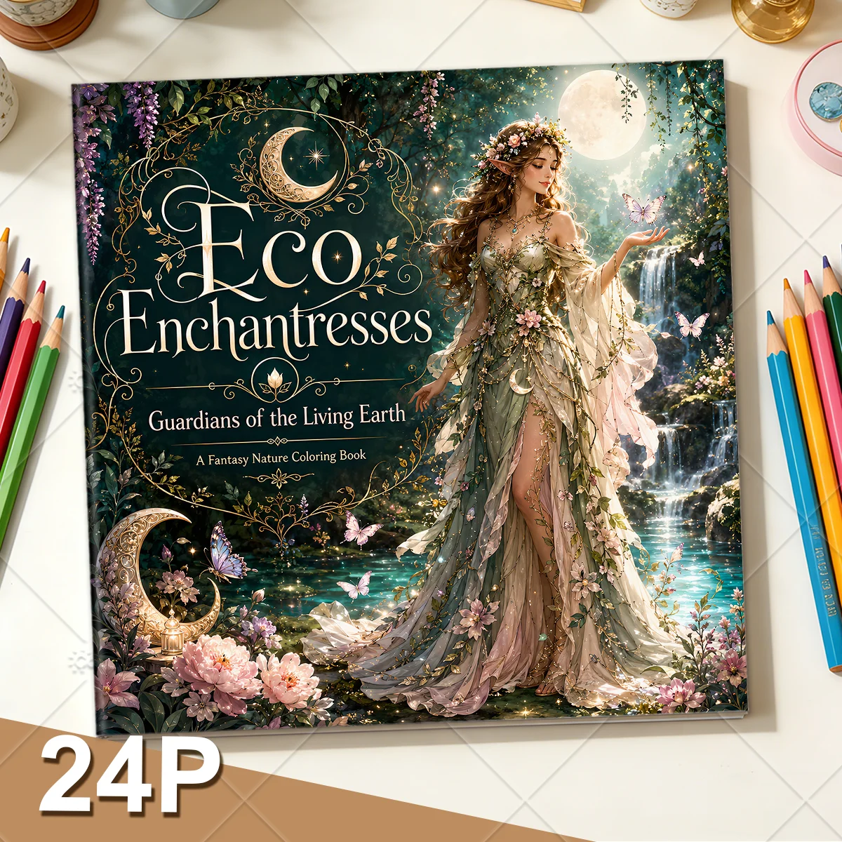 Fantasy Elf Themed Coloring Book for Adults Soothing Simple Patterns Stress Relieving Leisure Drawing Book