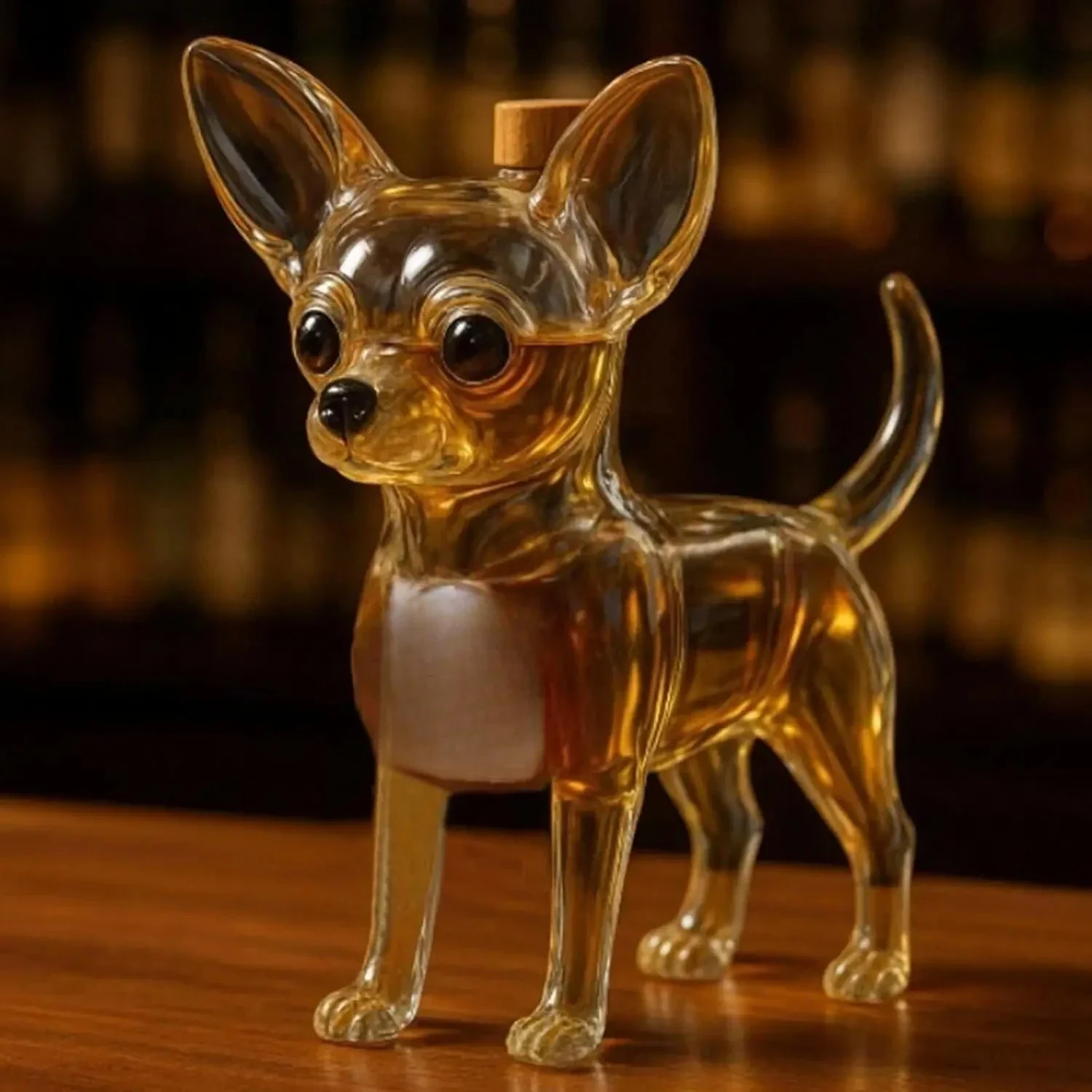 Whiskey Bottle Chihuahua 10oz Novelty Glass Decanter 3D Creative Animal Empty Wine Bottles for Liquor Storage Lovers Collectors