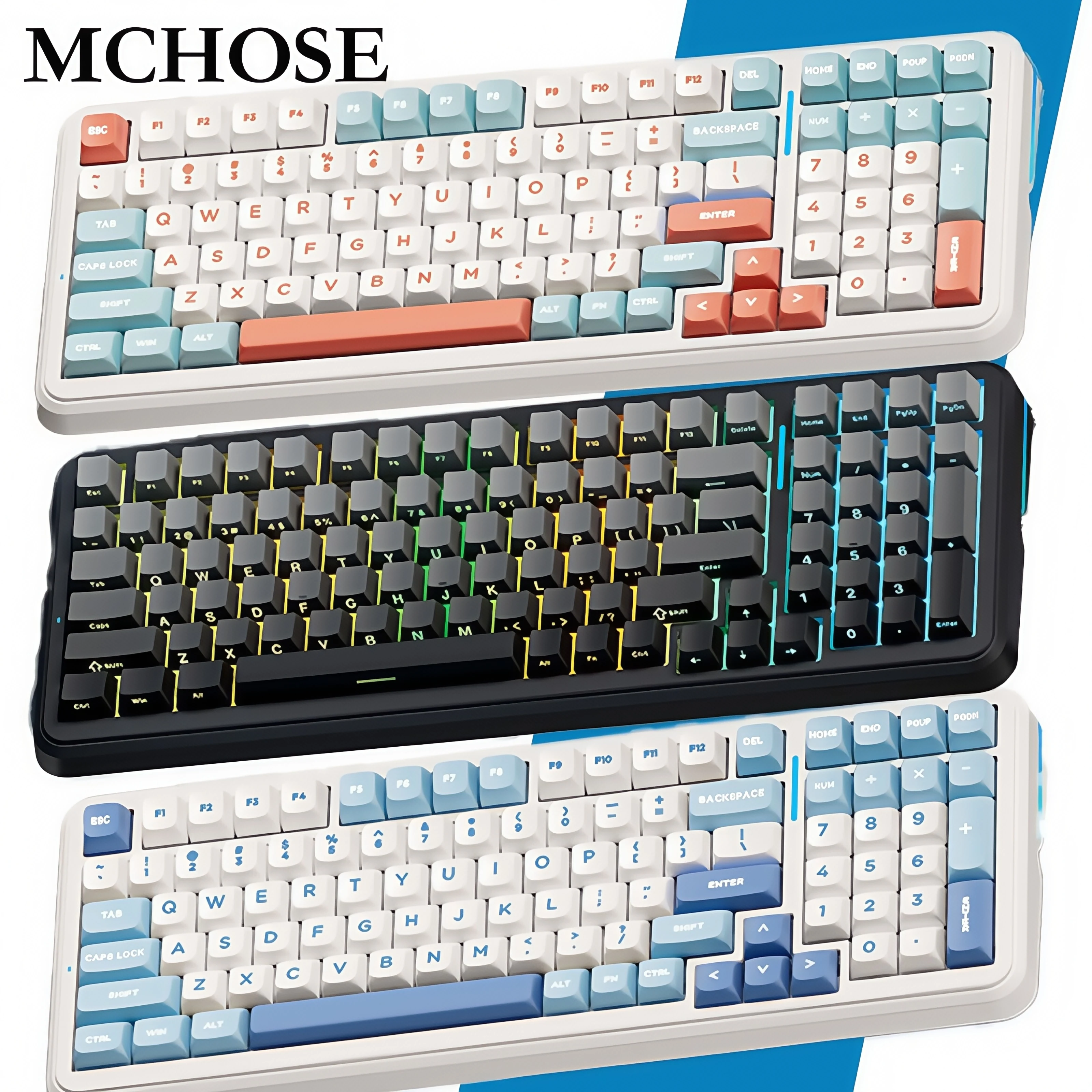 

MCHOSE K99 Wireless Gaming Keyboard 98% Gasket Mechanical Keyboard Customized BT5.0/USB-C/2.4GHz Creamy 6000mAh Hot Swappable