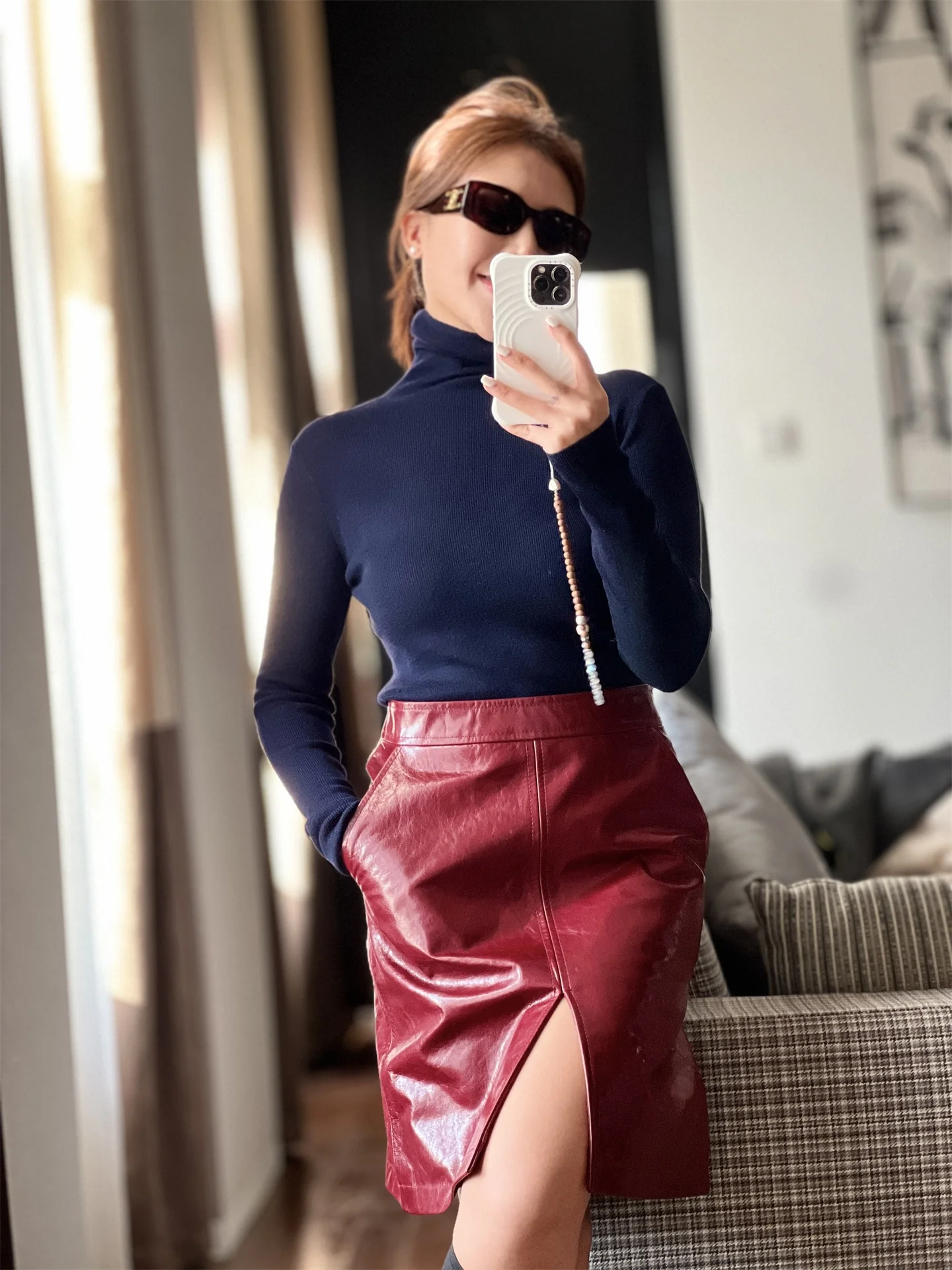 

Женский вязаный свитер Ele Slim Fit из шерсти с высоким воротником, королевский синий, для похудения, новинка зимы