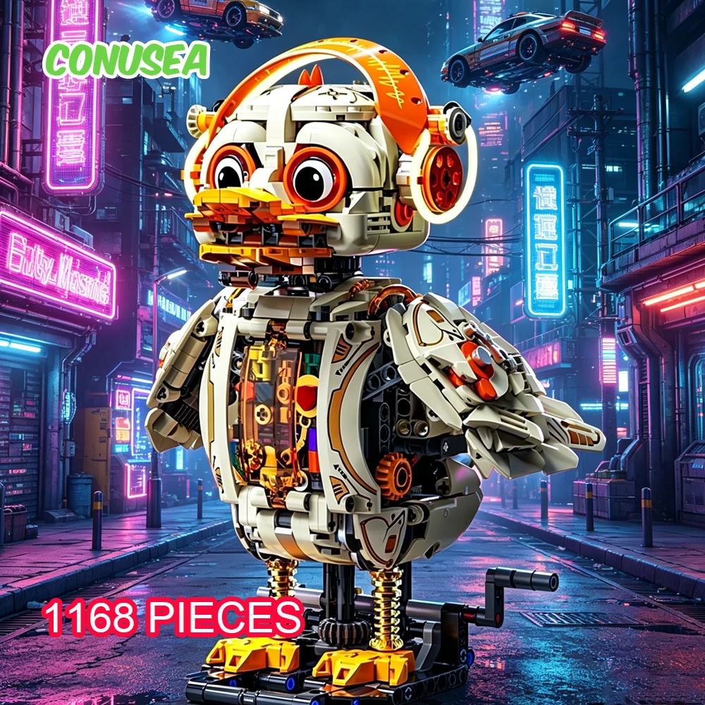 

Building Blocks Brick Sets DIY Assembly Creative Mechanical Duck Robot Model Static Motor Construction Puzzle Educational Toys