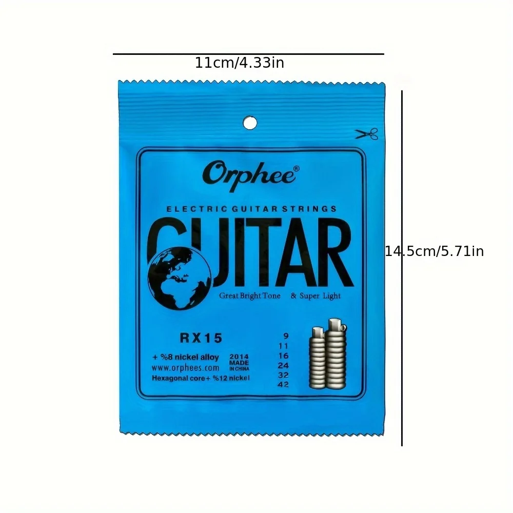 10 مجموعات من 6 قطع Orphee RX15 سلاسل الغيتار الكهربائي.009-.042 سبائك النيكل