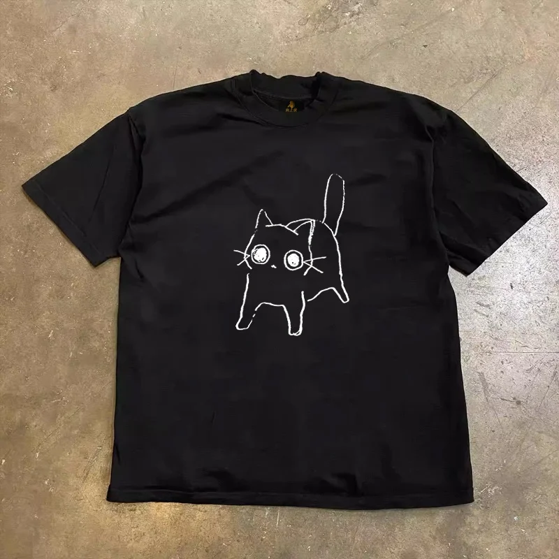 Loose Fit Cotton T-Shirt Unisex Short Sleeve Double Thread UPUPXIA Hero Print Sweat Absorbent round Neck Casual Summer Top