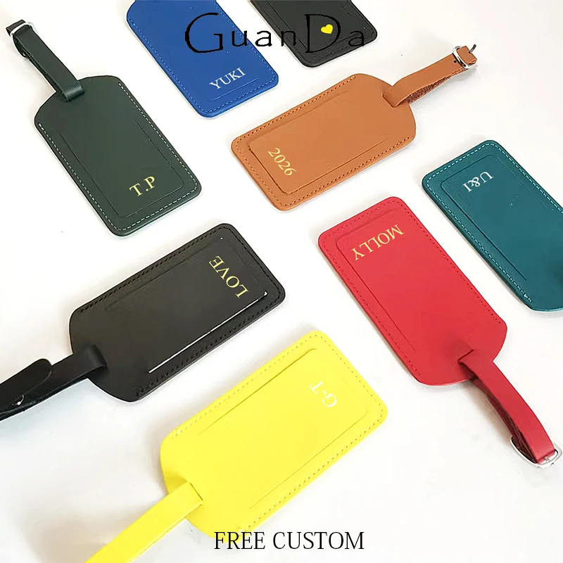 

Бирка для багажа из натуральной кожи с инициалами, персонализированная этикетка для чемодана, деловой люксовый кулон для сумки, ретро-шарм