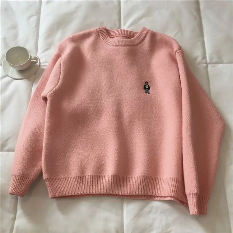 Soft and waxy sweater for women 2024 autumn and winter cartoon bear new bottoming shirt versatile thickened pullover sweater top