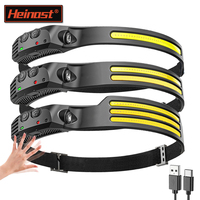 Heinast XPE+COB Headlamp USB C Rechargeable Sensor Head Flashlight Waterproof LED Torch Headlight Camping Fishing Lantern