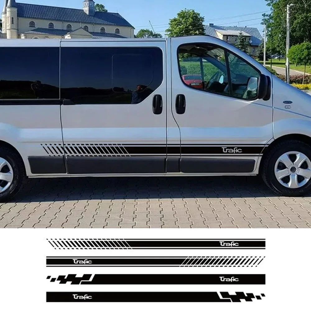 2PCS Car Door Stickers For Renault Trafic 3 2 MK1 MK2 MK3 Tuning Accessories Camper Van Side Stripes Graphics Vinyl Film Decals