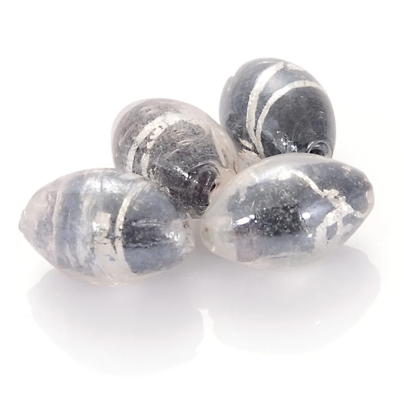 10 Pcs Glass Chamilia  Oval Spiral Silver Foiled Glass Lampwork Spacer Beads For Diy Jewelry Making Accessories
