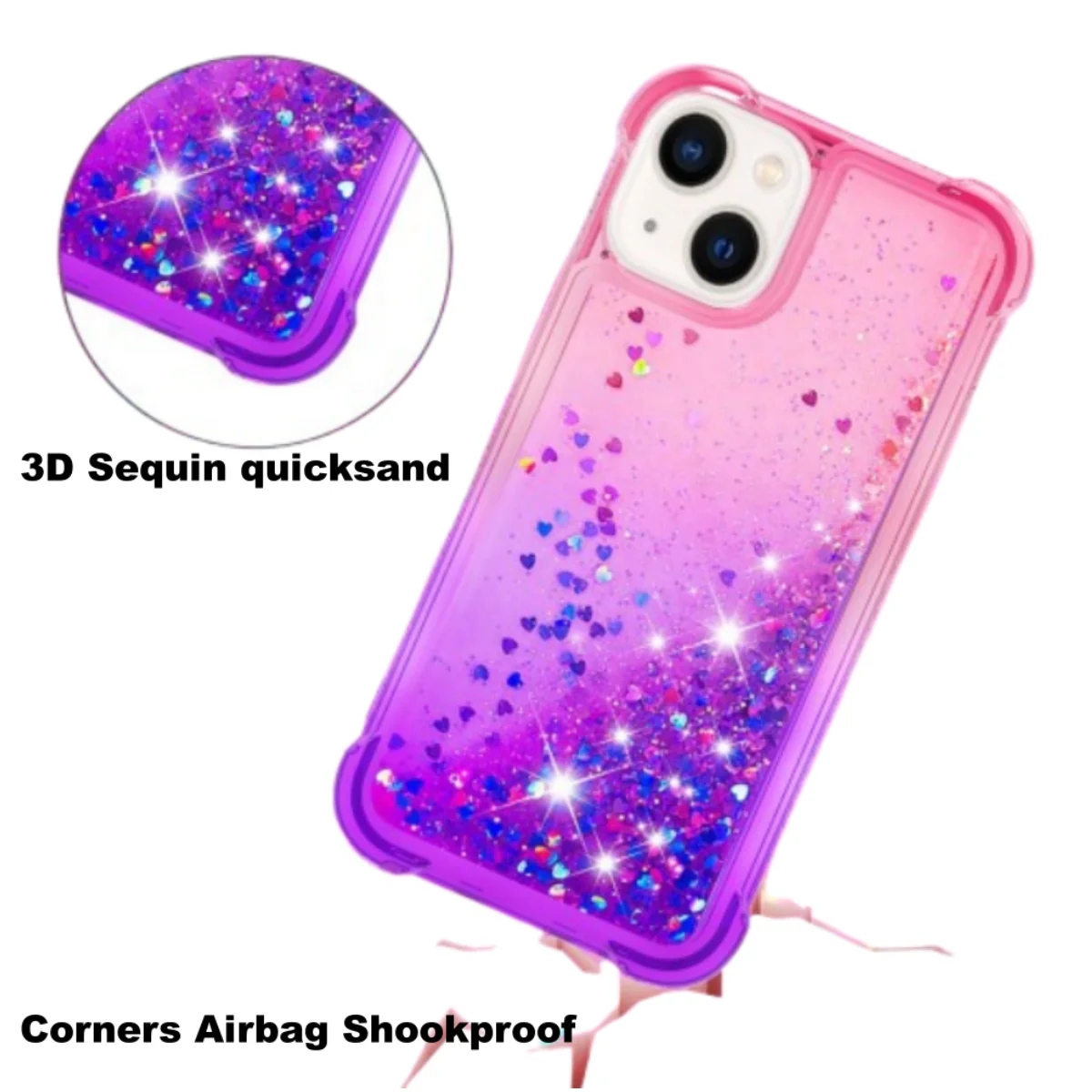 

Glitter Liquid Phone Case with Air Cushion Corners Shockproof Sparkle Cover for Iphone 11 12 13 14 15 16 Pro Max Plus X XS XR