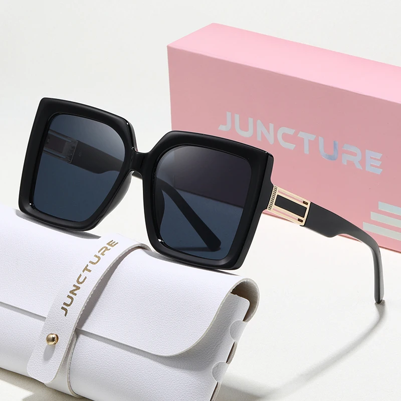 JUNCTURE نظارات شمسية مربعة أنيقة للنساء، نظارات شمسية بإطار كبير متدرج للسيدات، هدايا العطلات، نظارات شمسية للنساء
