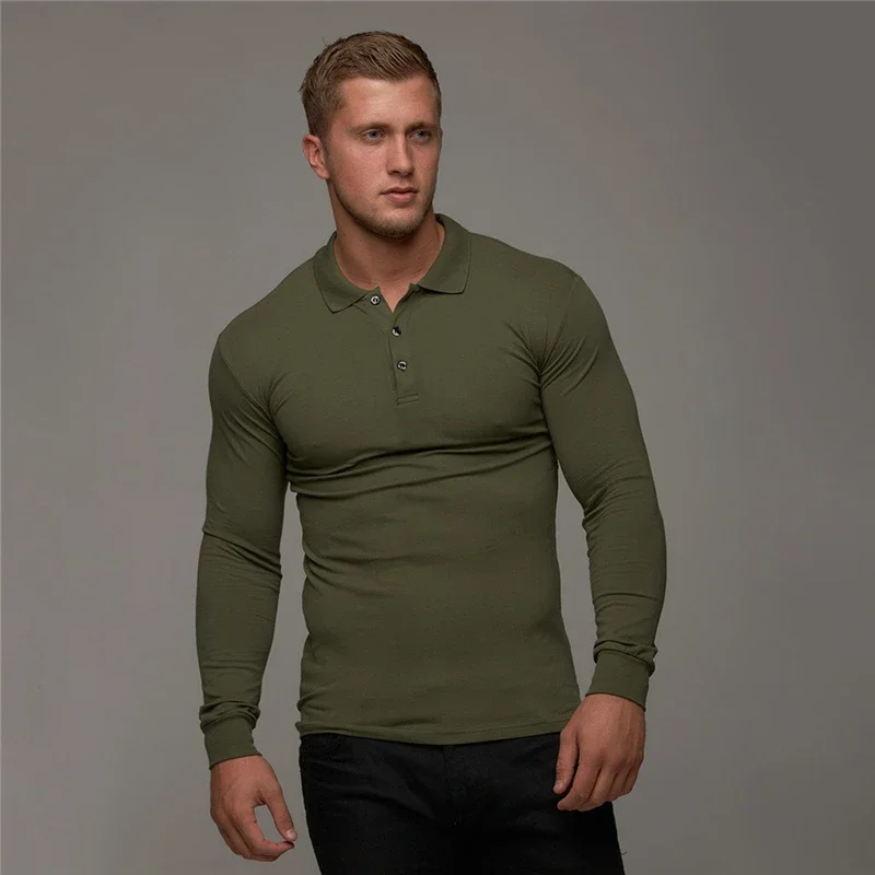 New Brand Cotton Breathable Men\'s Polo Shirt Fitness Men Cotton Long Sleeve Poloshirt Brands Clothing Autumn Mens Polo Shirts