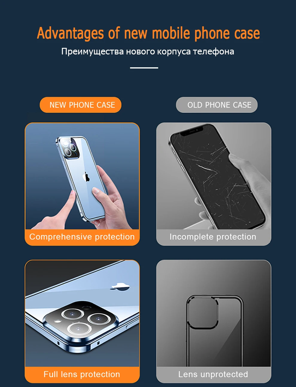 360 ° Vollständiger Schutz aus Metall, magnetisch, doppelseitig, Glas-Snap-Lock-Hülle für iPhone 16 Pro Max, 14, 12, 11, 13, 15 Pro Max, Stoßstangenabdeckung – Detail 8