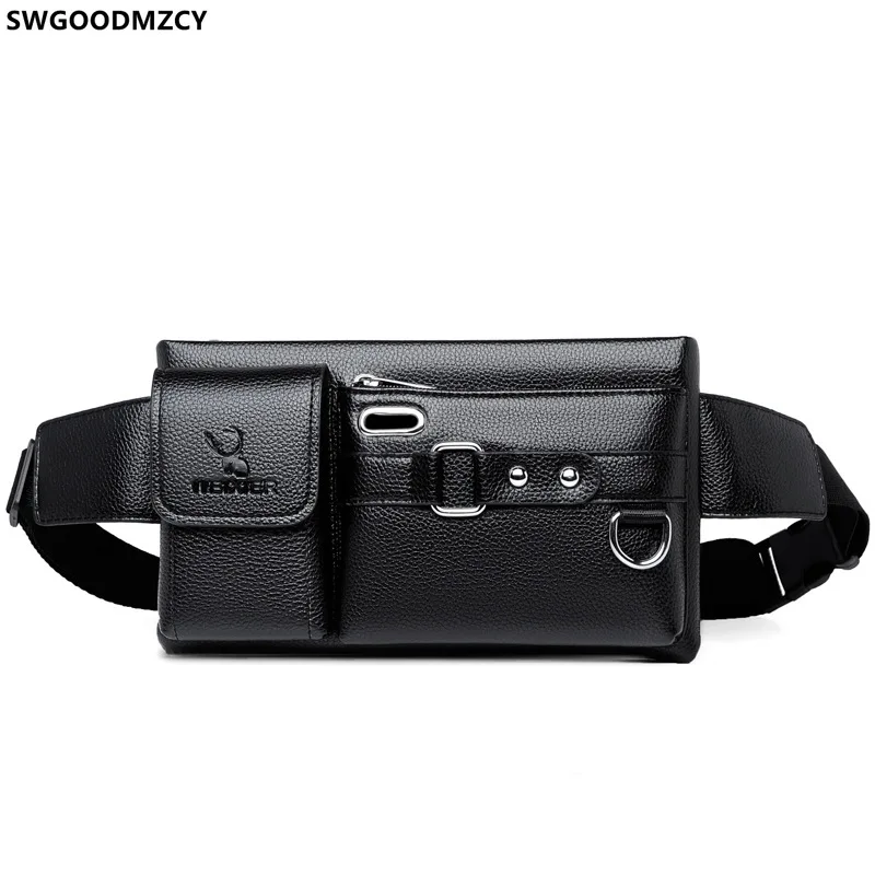 Pouch for Men Waist Purse Leather Chest Bag Leather Fanny Pack Men Bags Shoulder Crossbody Waist Bag for Men барсетка мужская