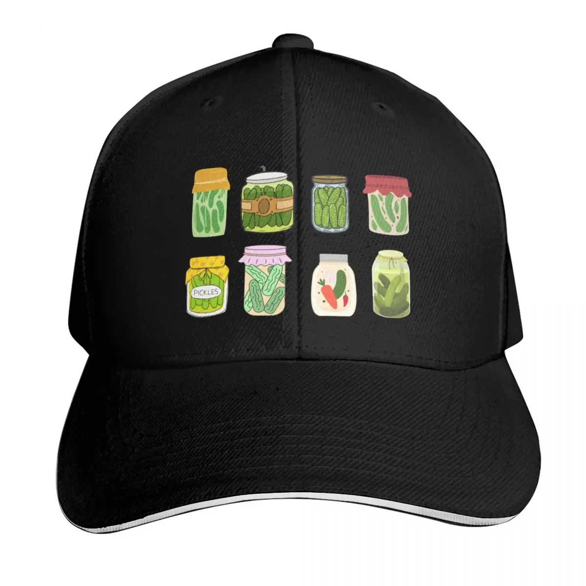 Pickles Baseball Cap Cotton Twill Breathable Contrast Two Tone Brim Snapback Flat Bill