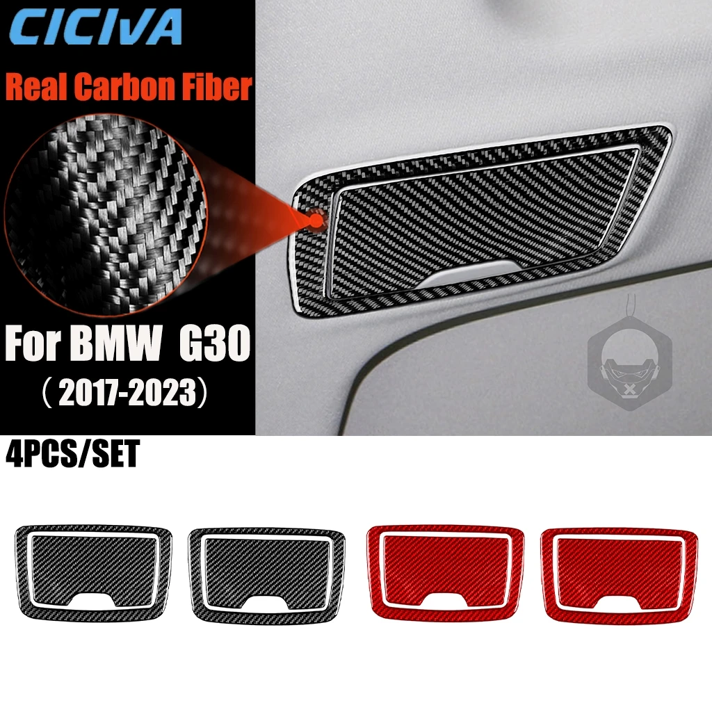 

Carbon Fiber Car Accessories Rear Vanity Makeup Mirror Modified Interior Trim Cover Soft Sticker for BMW 5 Series G30 2016-2023