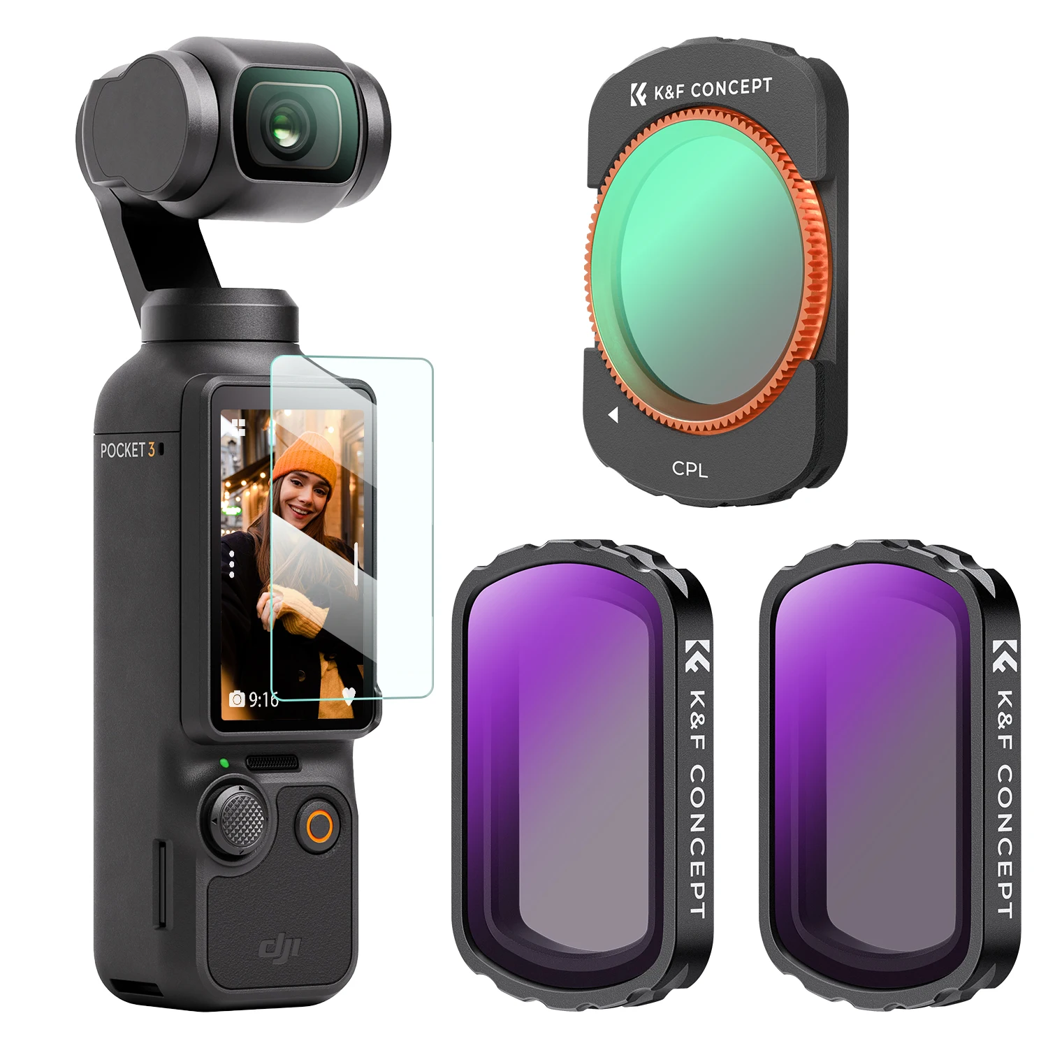 K & F مفهوم ND تصفية CPL تصفية 3 قطعة عدة ل DJI OSMO جيب 3 المغناطيسي الثابتة ND4 ND8 تصفية المستقطب تصفية عمل الكاميرا