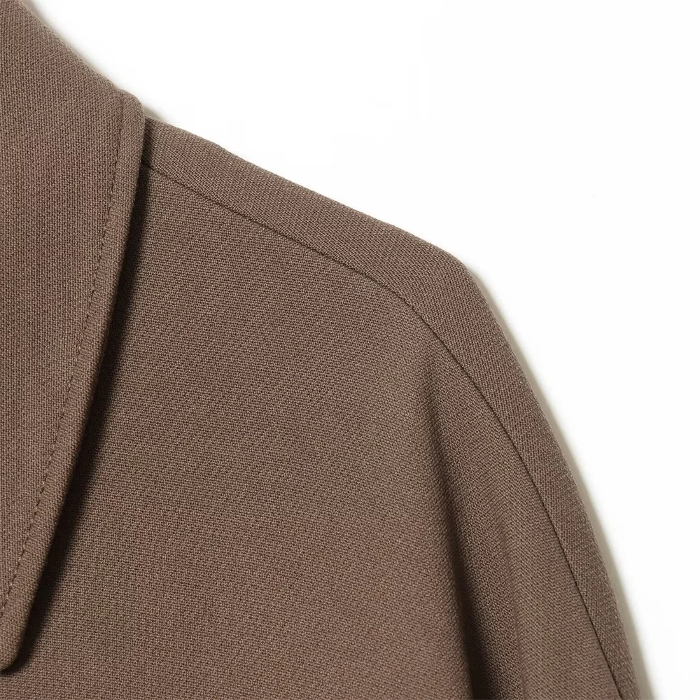 تصميم طية صدر السترة بأكمام طويلة غير رسمية على الموضة النسائية الجديدة للشتاء مع سترة قصيرة مزدوجة الصدر للطيارين #3