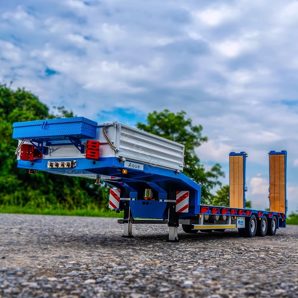 NEW LESU 1/14 Project Dragon Boat Hydraulic Lift Tail plate Half -trailer High negative heavy airbag hanging small wheel