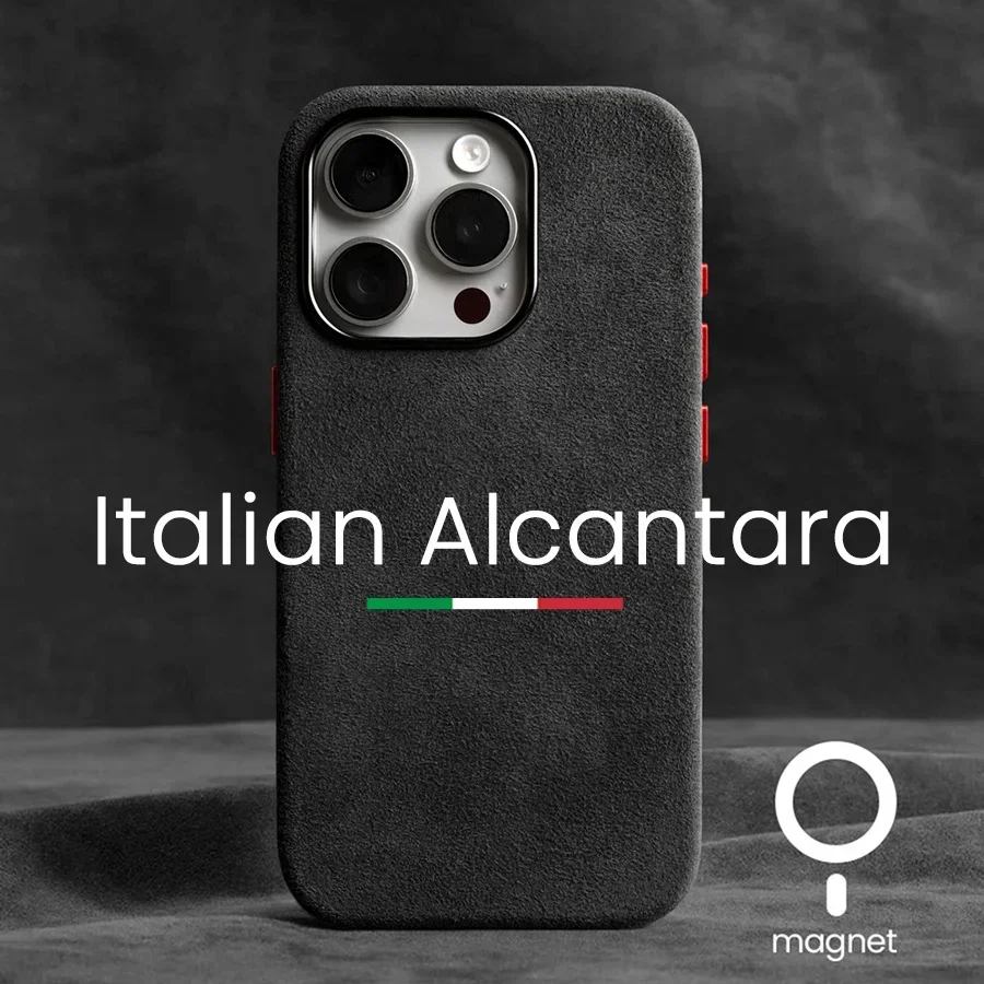 

Магнитный чехол ALCANTARA для iPhone 16 Pro Max 15, 14, 13, 12, мини-роскошные чехлы для телефонов из искусственной кожи с суперкарской замши