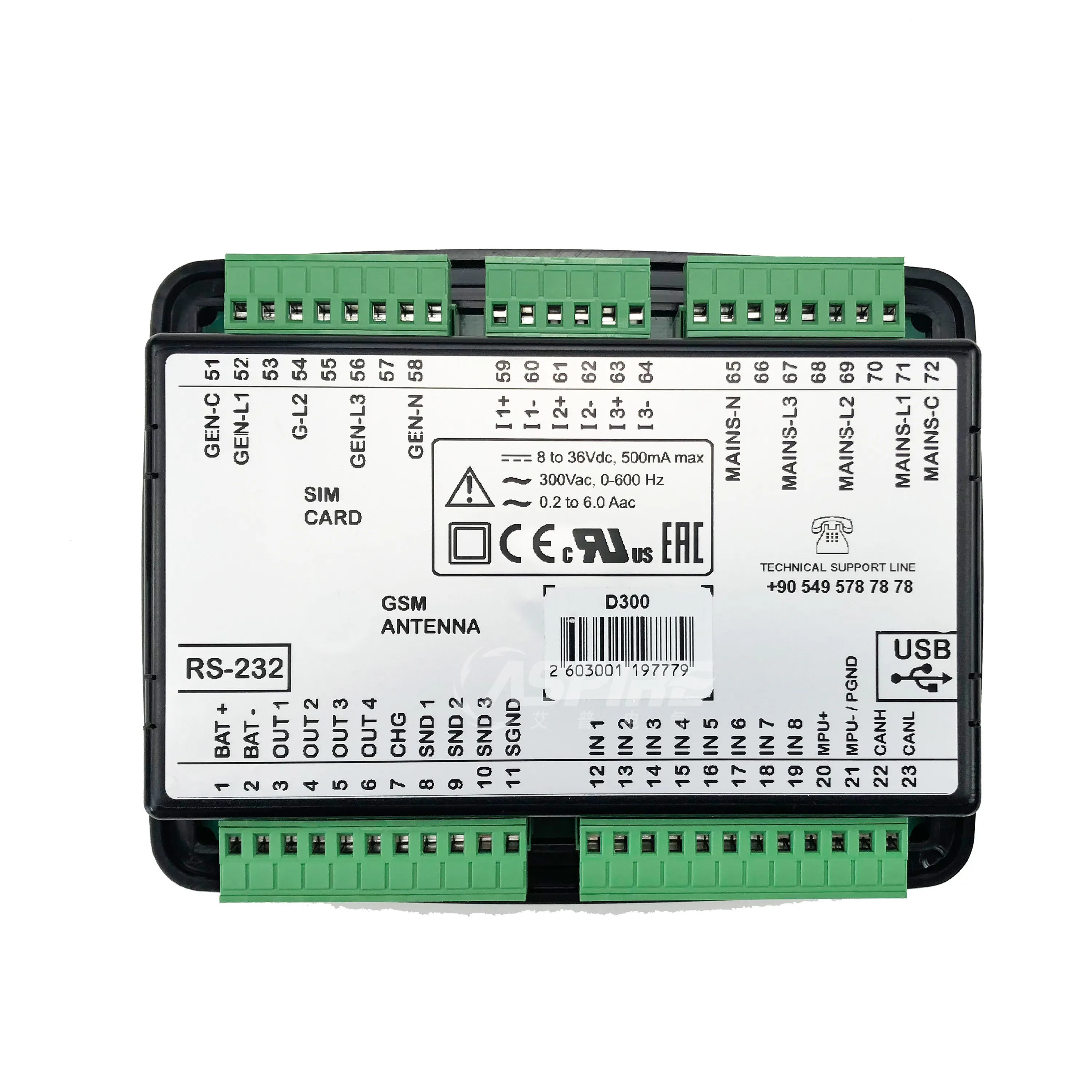 D300 controller, generator set LCD display