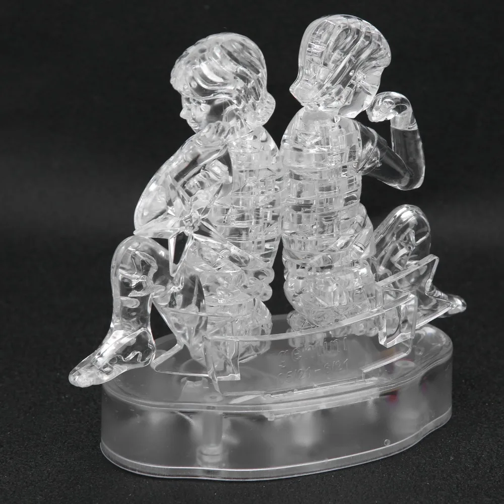 Gemini Shape Constellations Crystal Puzzle Three-Dimensional DIY Crystal Puzzle Jigsaw LED Light Puzzle Desktop Decoration