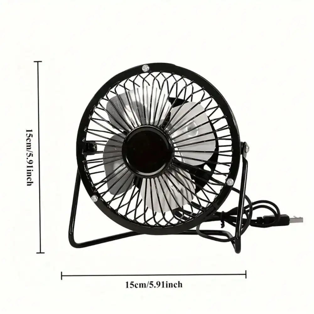 4 Inch USB Desktop Fan, Mini Portable Personal Cooling Fan, Low Noise Strong Airflow, 360° Rotatable, Durable Metal Frame, Retro Table Fan, 1 Speed Adjustable for Home Bedroom Office School, USB Powered Only view 5