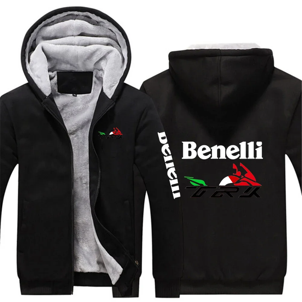 2024 Benelli TRK 502X Men's New Hoodies Print Jackets Winter Fleece Zipper Thick Warmer Hooded Comfortable Padded Sweatshirt Top