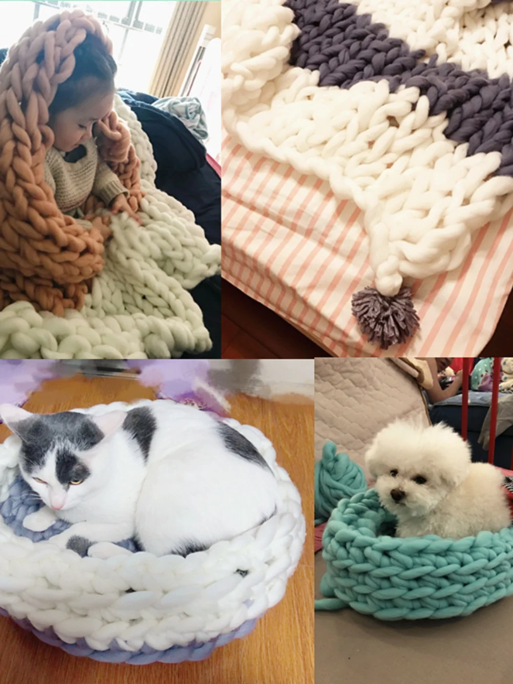 2 قطعة 250 جرام سوبر مكتنزة الغزل اليد الحياكة ضخمة الذراع الحياكة خط المتجولين بطانية محبوكة المواضيع سوبر سميكة الغزل السجاد القبعات