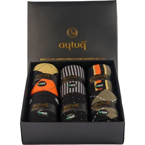 Quality Thick Sextet Male Socks Wool Thick Lyocell Socks 6'lı-Black/colorful