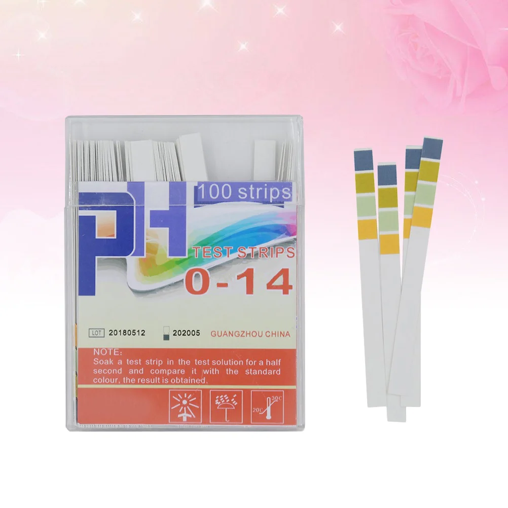 100 pz Strisce reattive Ph Grafico a 4 colori Gamma 0-14 Test rapido accurato per laboratorio Acqua Terreno Acquario Strumento di carta Ph