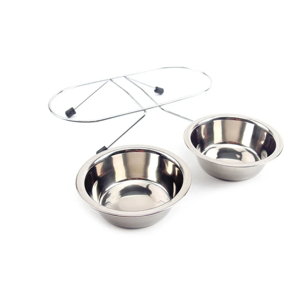 

Durable Stainless Steel Pet Feeder Double Bowls for Dogs Non-Slip Frame Removable Large Size Pet Feeder Food and Water Bowls