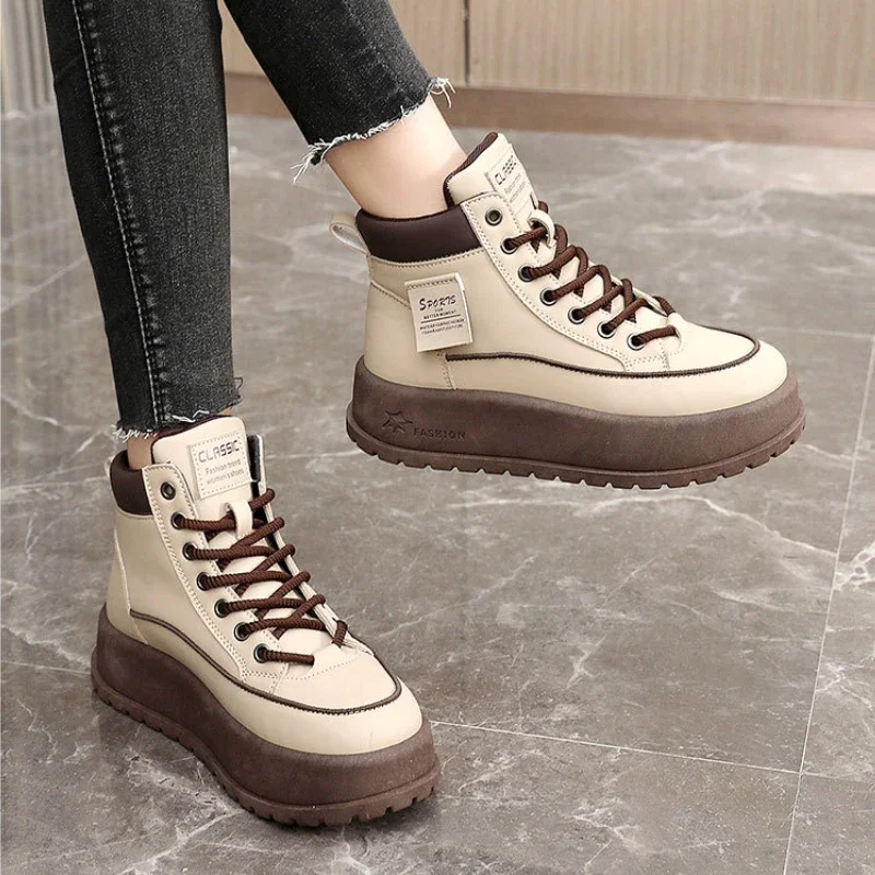 Autumn Boots for Women Casual Sports Thick Sole High Sneakers Woman Comfort Round Toe Ankle Boot Footwear Designer Shoes Botines