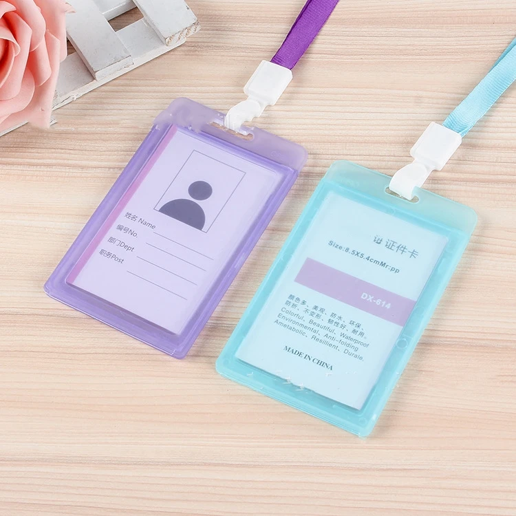 Transparent Retractable Card Holder Girl Student Clear ID Card Pass Cover With Ring Women Badge Card Case New