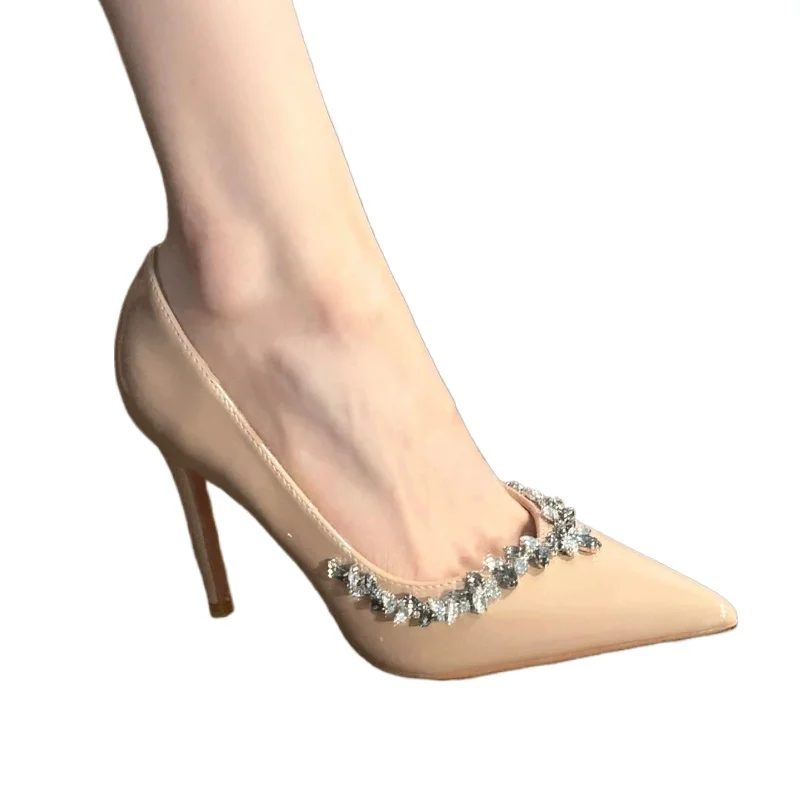 

High Heels Women's Stiletto Heels Pointed Diamond V-mouth Women's Heel Shoes 2025 New Summer Comfortable Non-slip High Heels