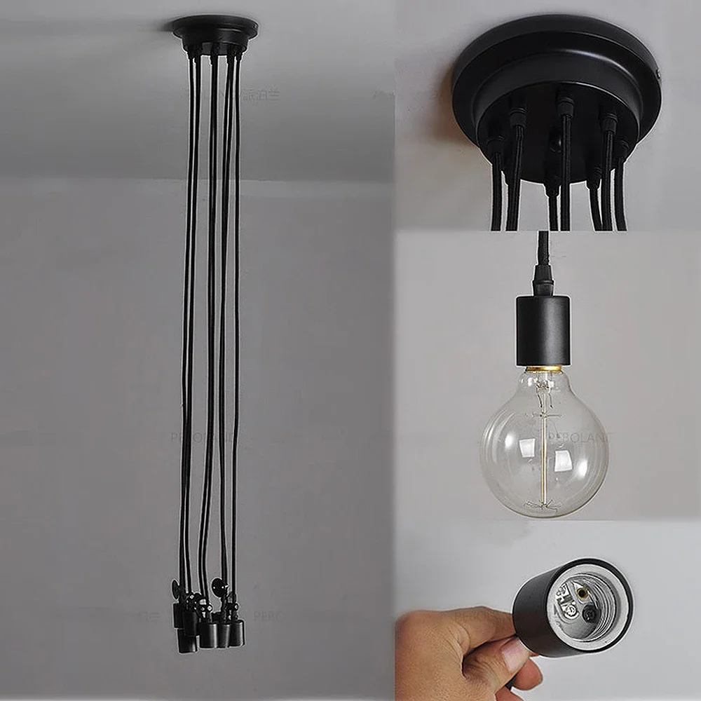 Modern Nordic Retro Edison Bulb E27 2 meters Line Vintage lamps Antique DIY Art Spider Pendant Lights Home suspension