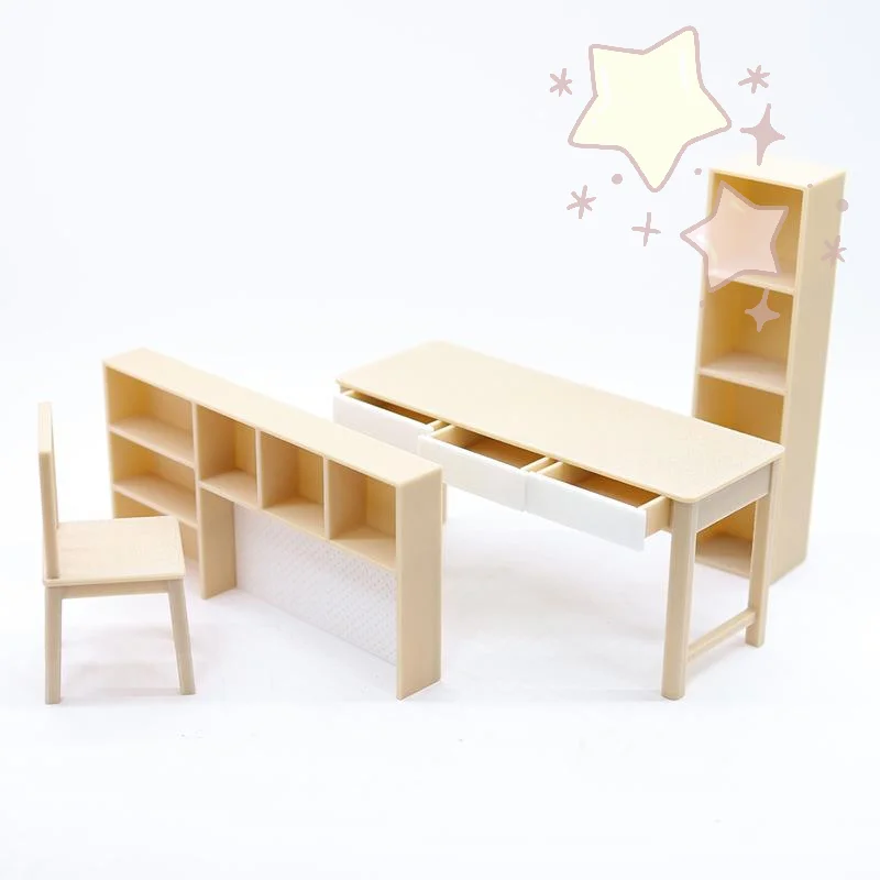 

1 комплект, масштаб 1:12, миниатюрный кукольный домик, мебель для кабинета, комбинированный стол с книжной полкой, модель, домашний офис, декор, набор «сделай сам»