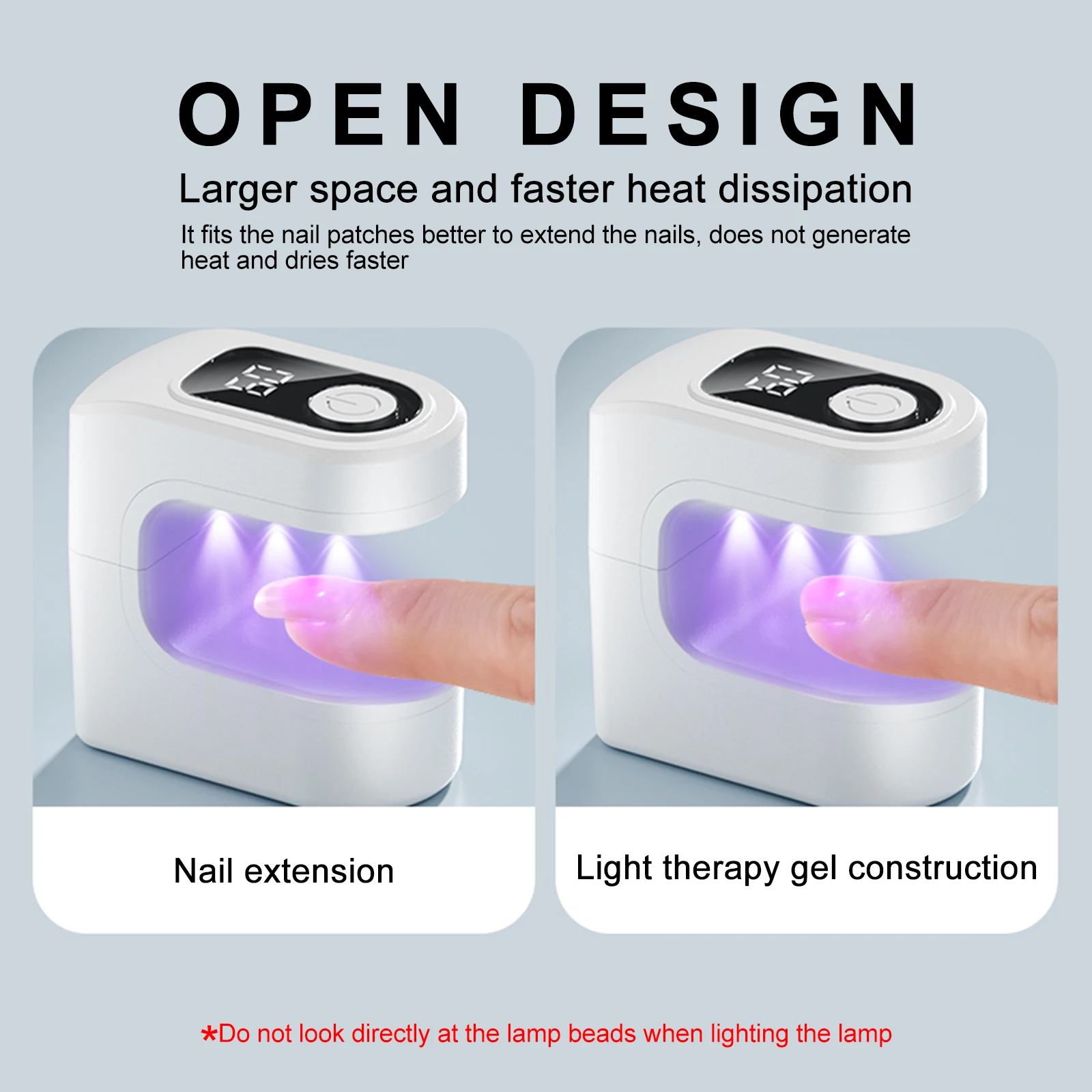 Mini Nail Dryer Quick Dry UVLED Gel Polishing Nail Lamp with LCD Display and 30/60S Timer Convenient USB Nail Lamp Curing Tool