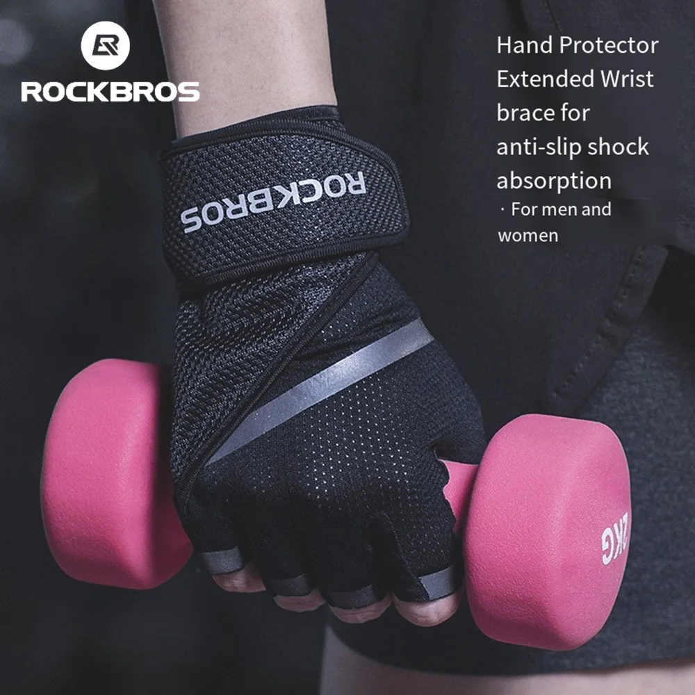 ROCKBROS Half Finger Fitness Gloves,Men and Women Gym Dumbbell Equipment Exercise Gloves,Velvet Fill,Lightweight Shock Absorbent