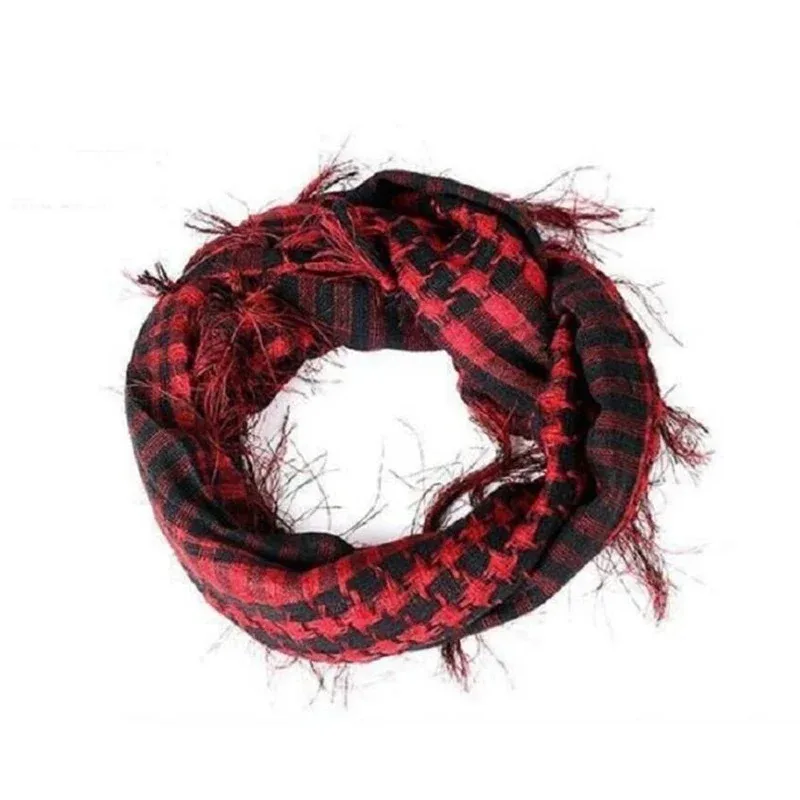 Arab Square Scarf Muslim Shawl Plaid Stripe Printed Outdoor Scarf Wind and Sand Neck Cover