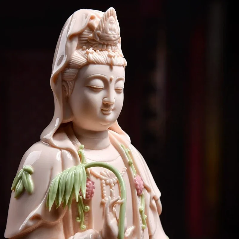 FX-18  ceramic lotus Nanhai Guanyin Bodhisattva Buddha statue living room home worship Guanyin Bodhisattva statue ornament