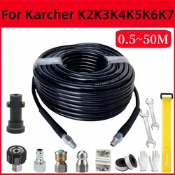 0.5M-50M Sewer Drainage Cleaning Hose Pipe Cleaning Kit Pressure Washer Hose Pressure Clean Nozzles Rotary Nozzle, For Karcher