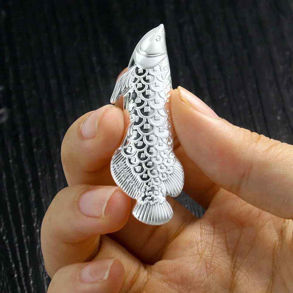 3D Koi Tea Pet Bony Tongue Arowana 9999 Silver Leaf Old Tea Boiled Ornaments Ionization Sterilization Display 2gram with box