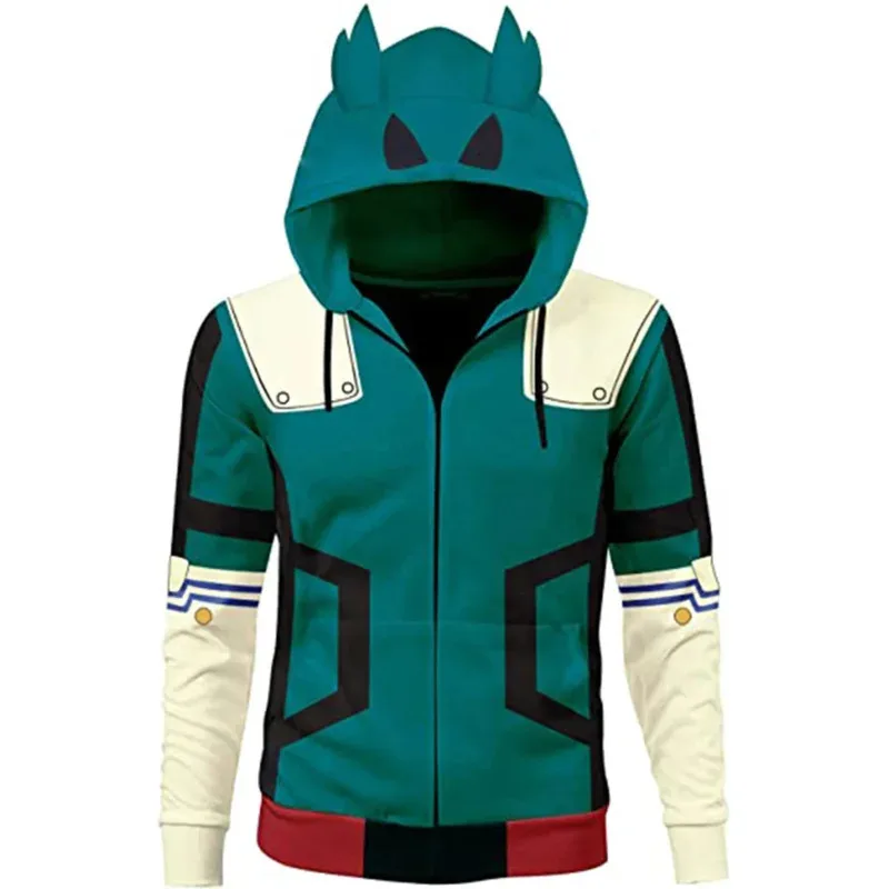 Meu herói academia jaqueta para meninos mha moletom com capuz izuku midoriya deku orelhas cosplay traje anime com capuz casaco de halloween masculino