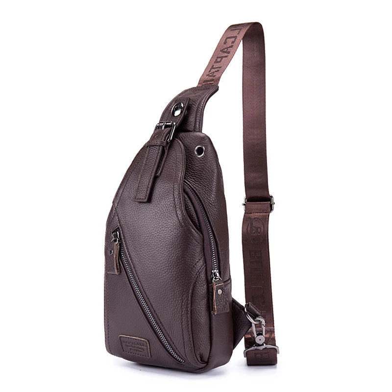 Mens Leather Crossbody Bag Shoulder Sling Bag Casual Daypacks Chest Bags for Travel Hiking Backpacks