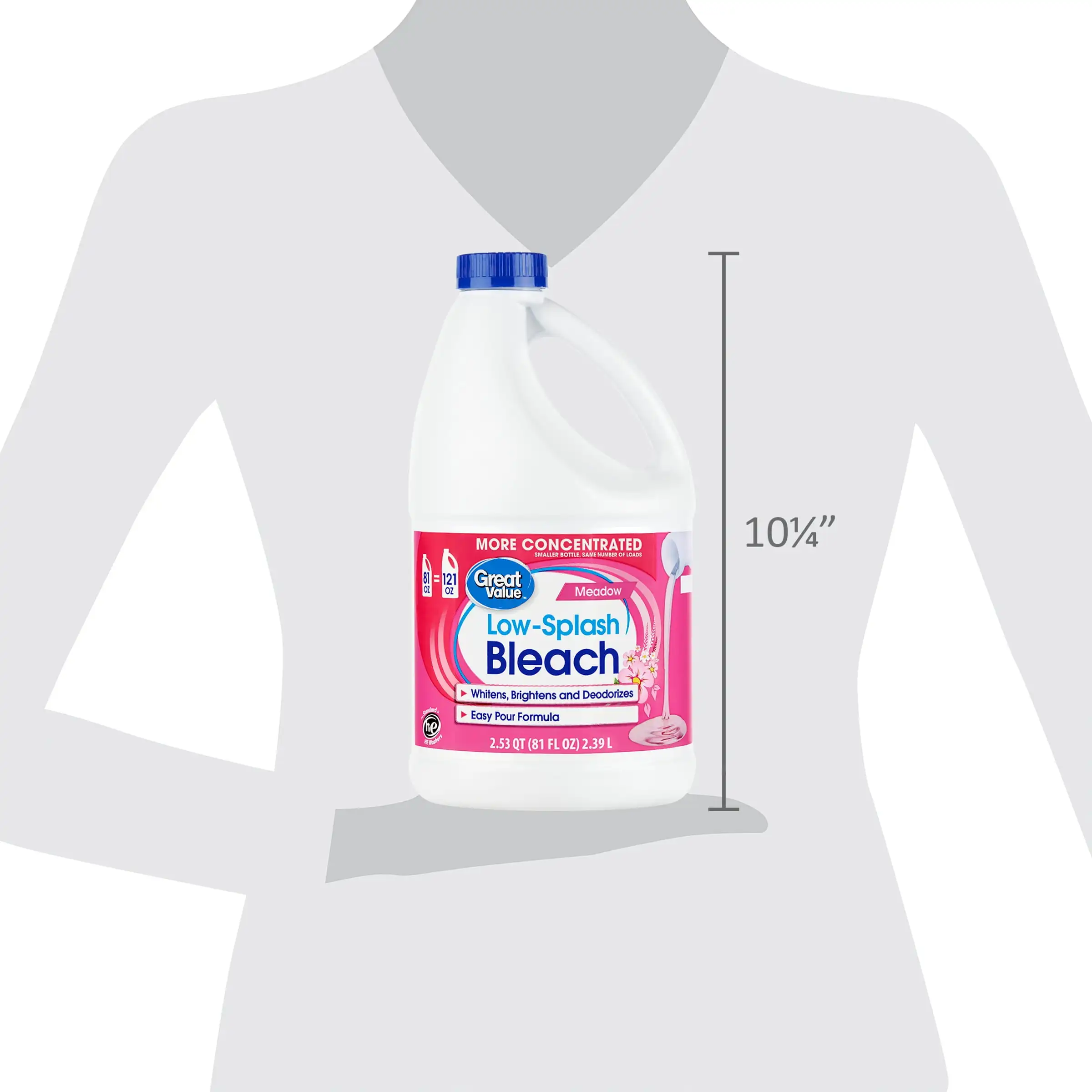 (3 pack) Low-Splash Bleach, Meadow Scent, 81 fl oz
