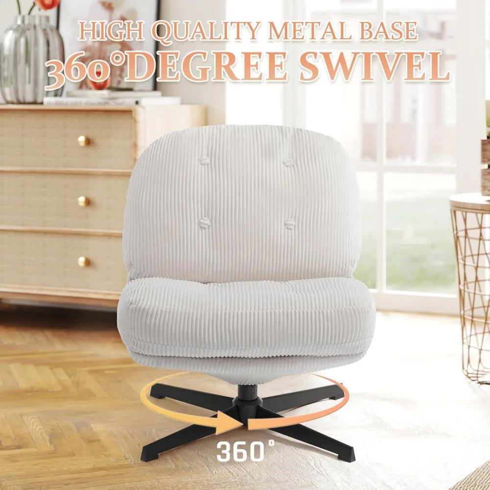 كرسي HollyHOME منجد دوار 360 درجة مع مسند، كرسي قراءة مريح من القماش ومسند للقدمين #4